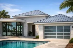 Florida New Construction: Glass, Block, Metal Roof